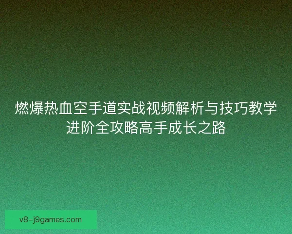 燃爆热血空手道实战视频解析与技巧教学进阶全攻略高手成长之路